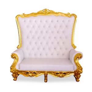 King Chris Royal Love Seat Sofa - White/Gold