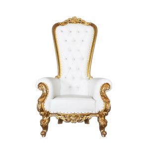 Chris Queen Throne Chair - White/Gold